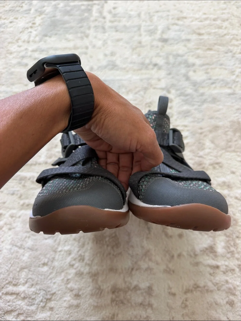 Chaco Women’s Gray Knit Sport Sandals with Pink Accent